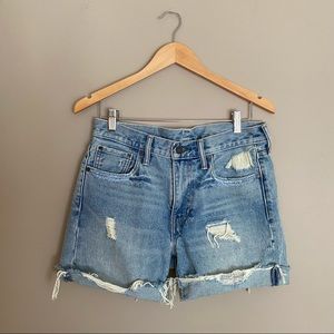 Levi’s- Women’s High Waisted Distressed Jean Shorts